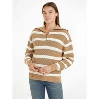 Striped Half Zip Jumper in Cotton