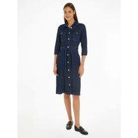 Denim Knee-Length Dress with Short Sleeves