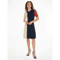 Colour Block Polo Dress with Short Sleeves