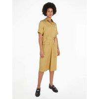 Loose Fit Polo Dress with Tie-Waist and Short Sleeves