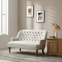 Bonnie Textured Linen Buttoned 2 Seater Accent Sofa