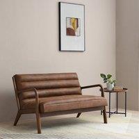 Ezra Faux Leather Ribbed 2 Seater Accent Sofa