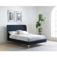 Lily Fluted Velvet Bed with Winged Headboard