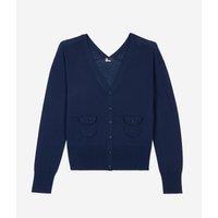 Wool V-Neck Cardigan with Button Fastening