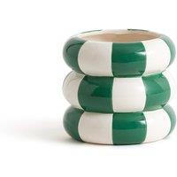 Konya 13cm Diameter Two-Tone Checkerboard Ceramic Flower Pot