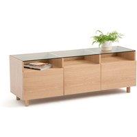 Walor Oak Veneer & Glass TV Unit