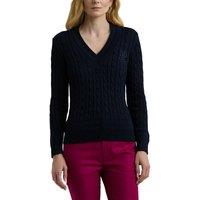 Meren Cable Knit Jumper in Cotton Mix with V-Neck