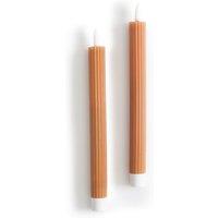 Set of 2 Caspar Ribbed Wax LED Candles