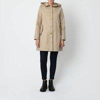 Mid-Length Hooded Trench Coat in Cotton Mix