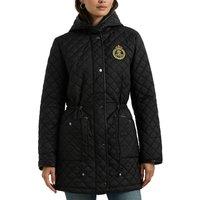 Belted Quilted Padded Jacket with Hood, Mid-Length