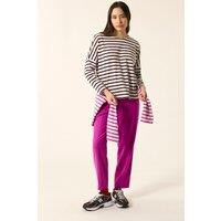 Breton Striped Cotton T-Shirt with Boat Neck and Long Sleeves