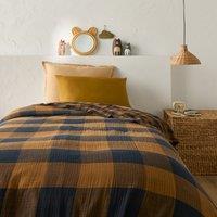 Calix Checked 100% Cotton Muslin Bedspread