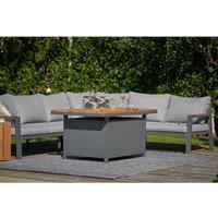 Stockholm 6 Seater Garden Corner Sofa Set Anthracite with Fire Pit table