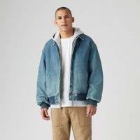 Denim Lined Bomber Jacket with Button Fastening