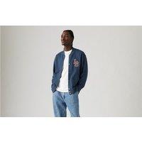 Cotton Bomber Jacket with Embroidery and Press-Stud Fastening