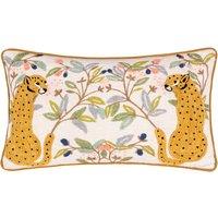 Mirrored Cheetah Embroidered Cotton Cushion