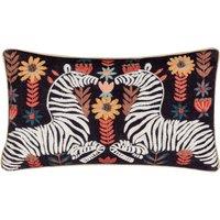 Mirrored Zebra Embroidered Cotton Cushion