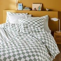 Miley Checkered 100% Cotton Bed Set with Rectangular Pillowcase