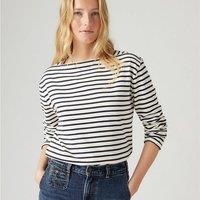 Striped Cotton T-Shirt with Square Neck