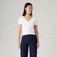Cotton Cropped T-Shirt with V-Neck