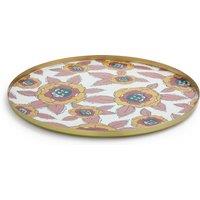 Chandi Round Floral Printed Metal Tray