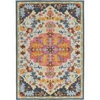 Hand Tufted Multi Colour Medallion Rug in 100% Wool