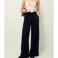 Rim Wide Leg Trousers with Tie Belt