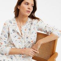Long Cotton Nightshirt with Floral Print