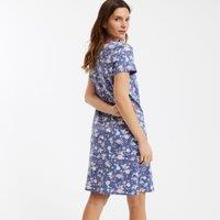 Printed Cotton Nightshirt with Short Sleeves