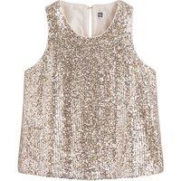 Sequin Sleeveless Blouse with Crew Neck