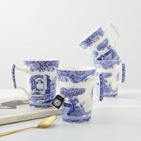 Set of 4 Blue Italian Mugs