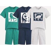 Cotton Pyjama Shorts, Pack of 3, Dinosaur Theme