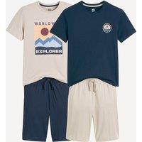 Cotton Pyjama Shorts, Mountain Print, Set of 2