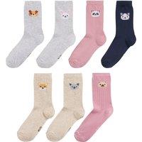 Pack of 7 Pairs of Socks in Organic Cotton Mix with Animal Theme