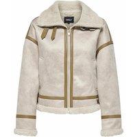 Faux Leather Jacket with Sherpa Collar