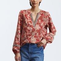 Printed V-Neck Blouse