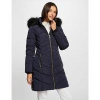 Mid-Length Padded Puffer Jacket with Fixed Hood, Mid-Season