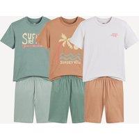Pack of 3 Short Pyjamas in Cotton, Surf Theme