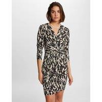 Printed Bodycon Mini Dress with 3/4 Length Sleeves