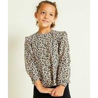 Leopard Print Blouse in Organic Cotton with Long Sleeves