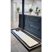 Monochrome Double Border Runner Rug in 100% Wool