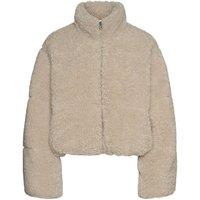 Boucl Faux Fur Bomber Jacket with High Neck