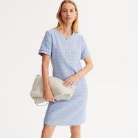 Tweed Shift Dress with Short Sleeves