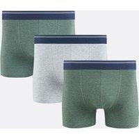 Set of 3 Boxer Shorts, 2 Plain Marled + 1 Striped