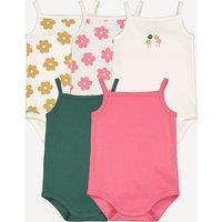 Pack of 5 Strappy Bodysuits in Floral Print