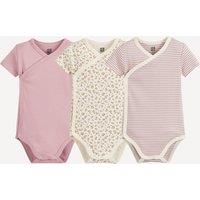 Pack of 3 Wrapover Bodysuits with Short Sleeves