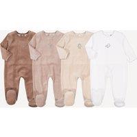 Pack of 4 Sleepsuits in Velour with Animal Prints