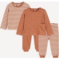 Pack of 2 Pyjamas in Striped/Polka Dot Print Cotton