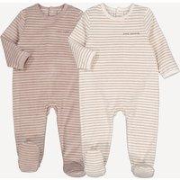 Pack of 2 Sleepsuits in Striped Towelling