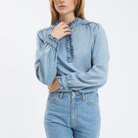 Laura Denim Ruffle Blouse